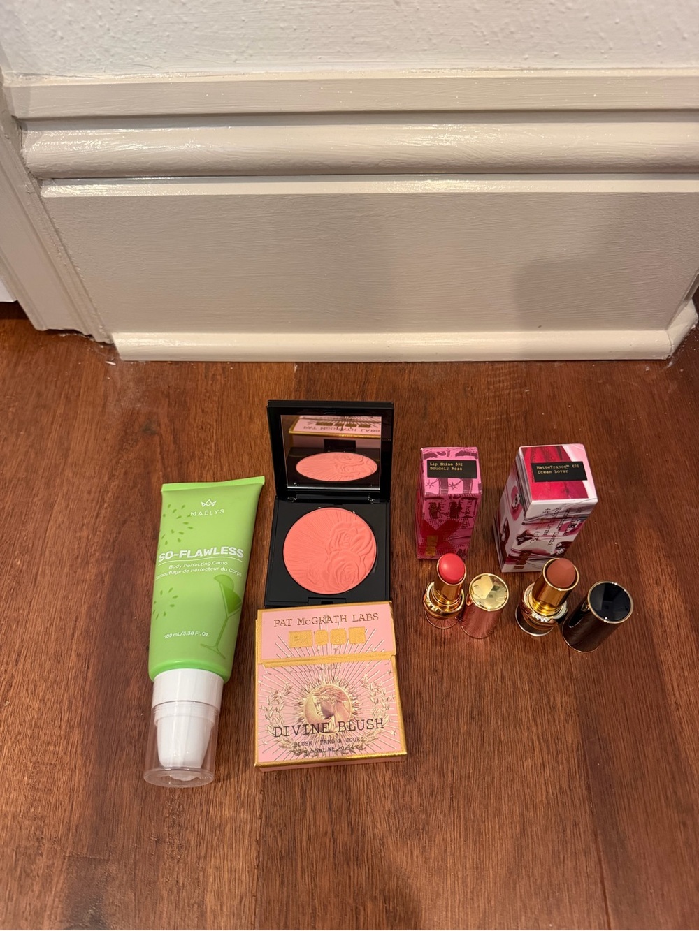 Pat McGrath Divine Blush, Maelys, and two Pat McGrath lippies